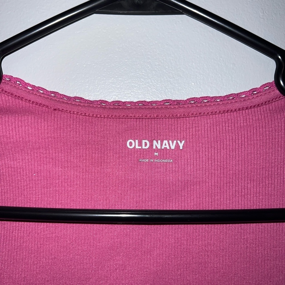 NWT Old Navy Lace Trim Rib Knit Top - Picture 3 of 8